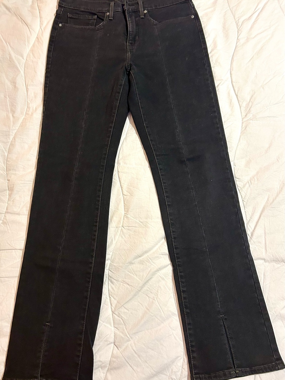 Levi's Women's Black Straight-Leg Jeans with Front Seam